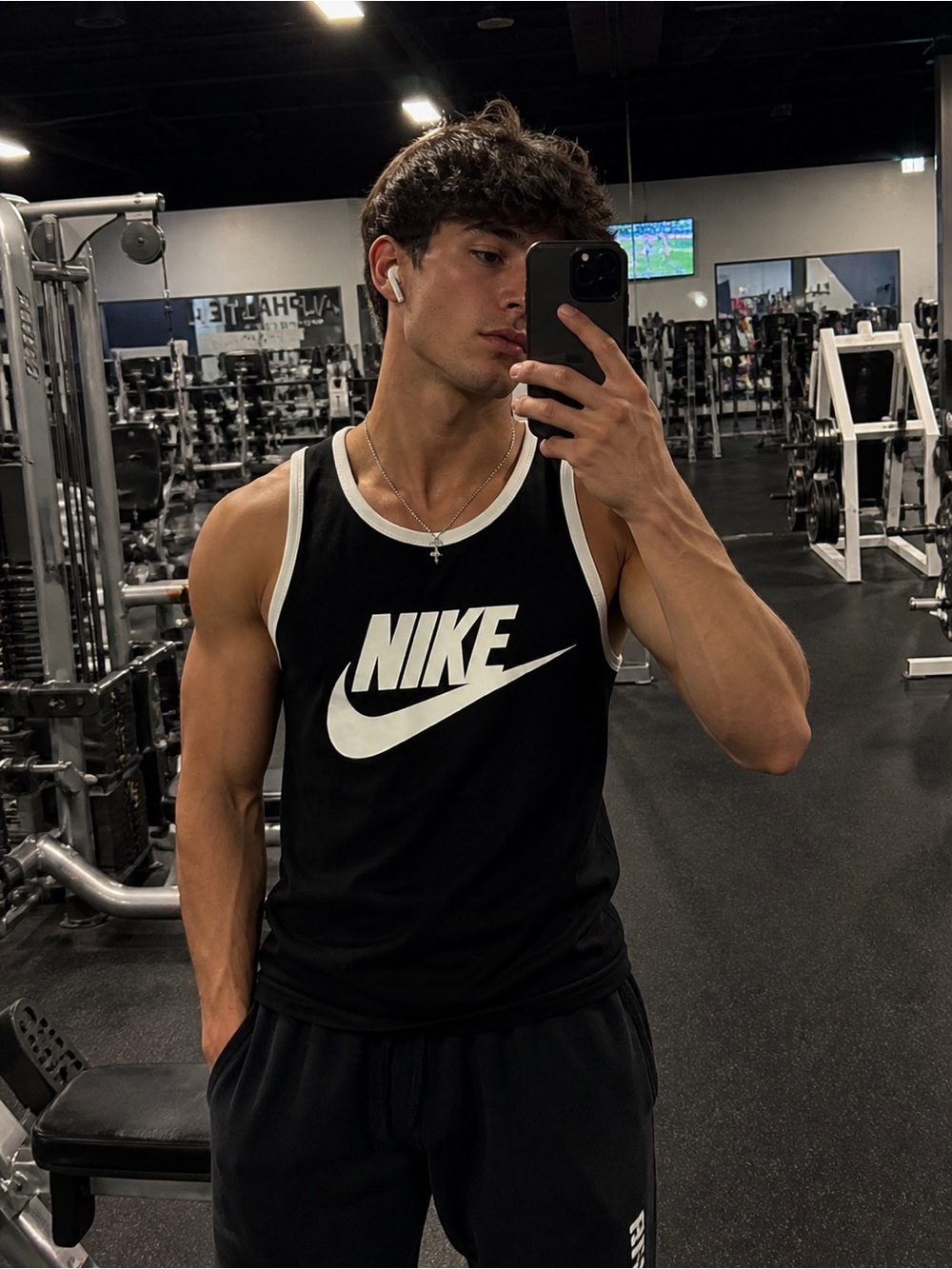Nike Men’s Black Logo Tank Top | Athletic Sleeveless Shirt